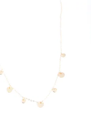 Gold Multi Disc Charm Necklace