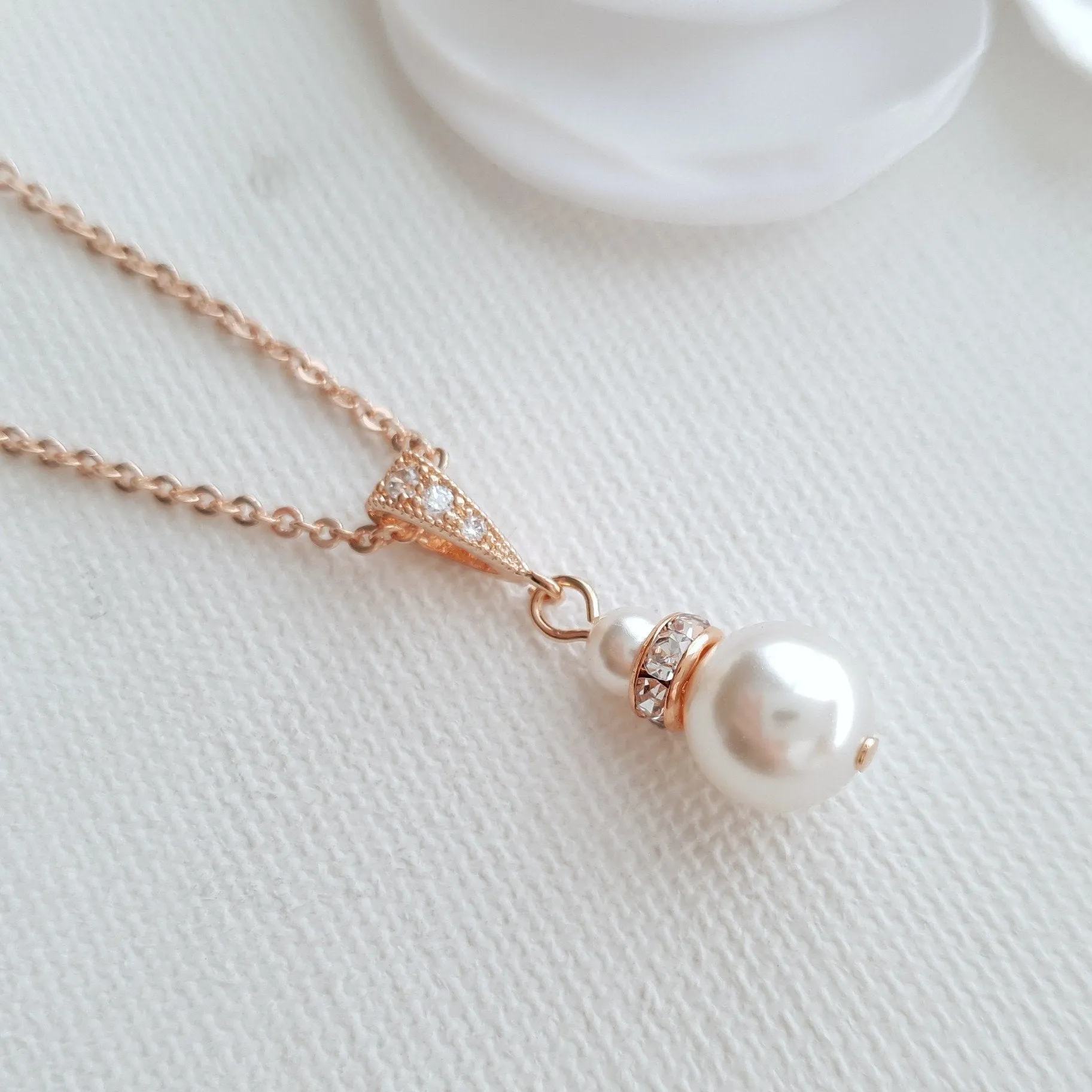 Gold Necklace with Single Pearl- Ava