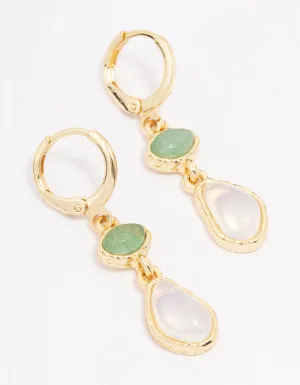 Gold Plated Double Organic Drop Earrings