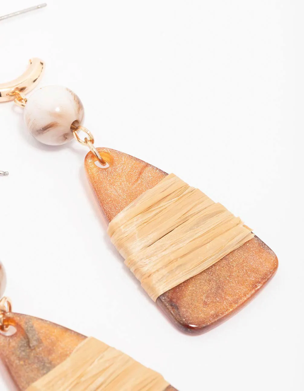 Gold Wrapped Stone Drop Earrings