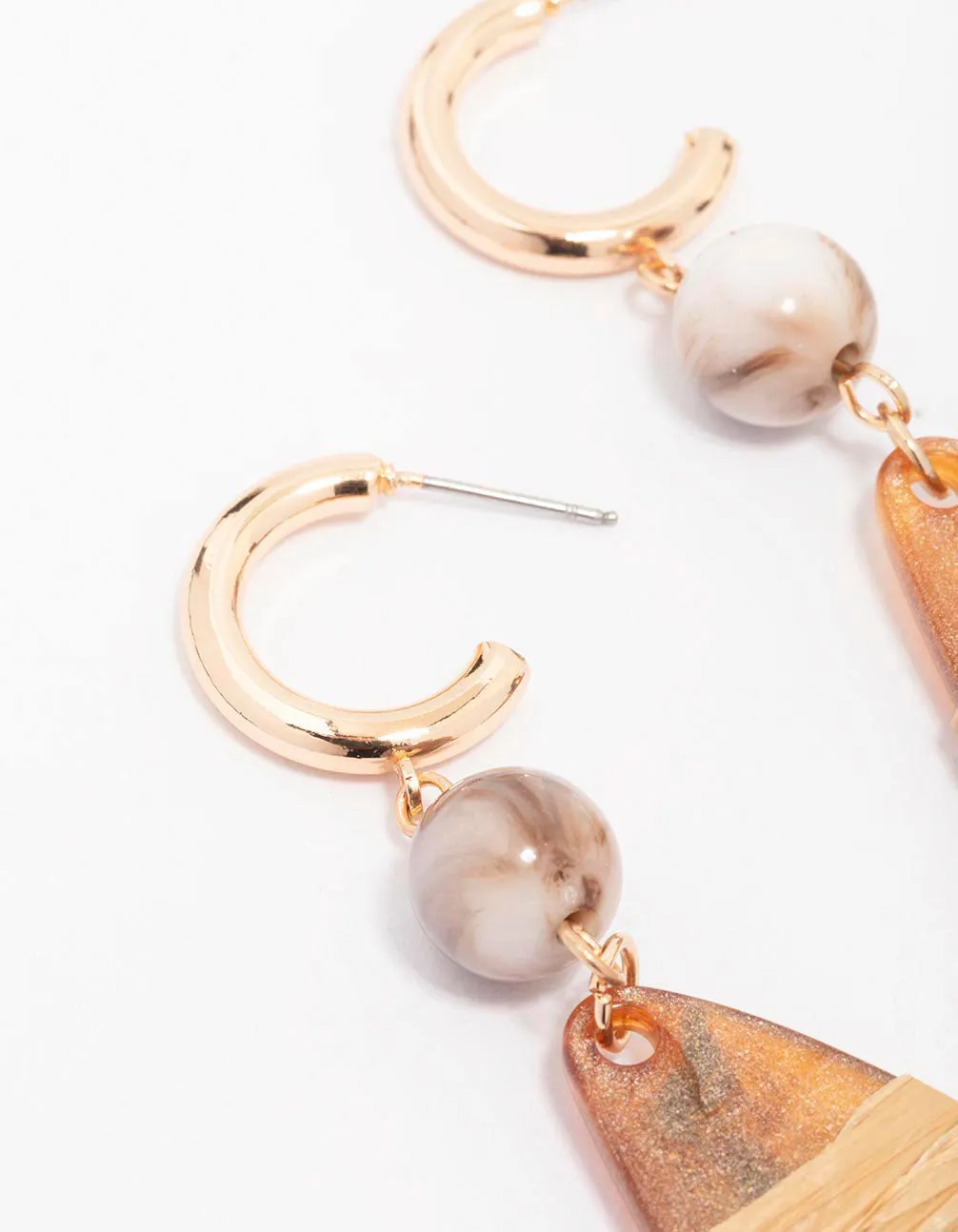 Gold Wrapped Stone Drop Earrings