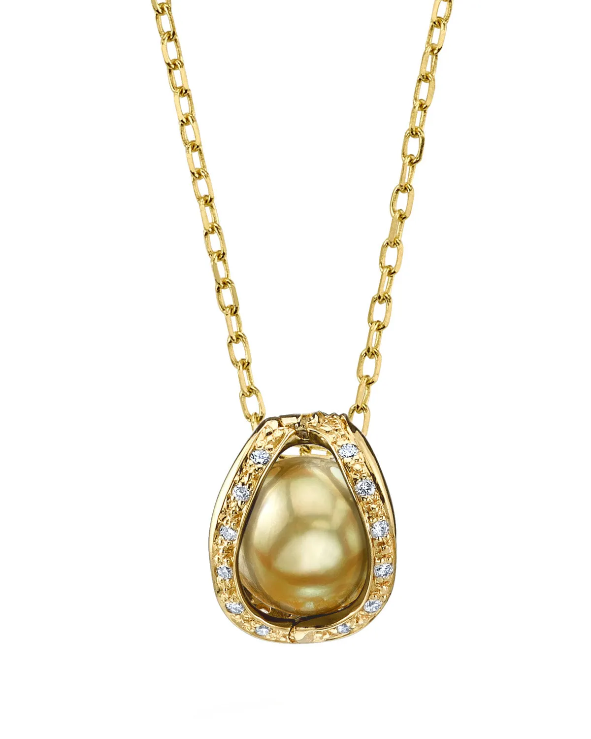 Golden South Sea Pearl & Diamond Mystic Pendant