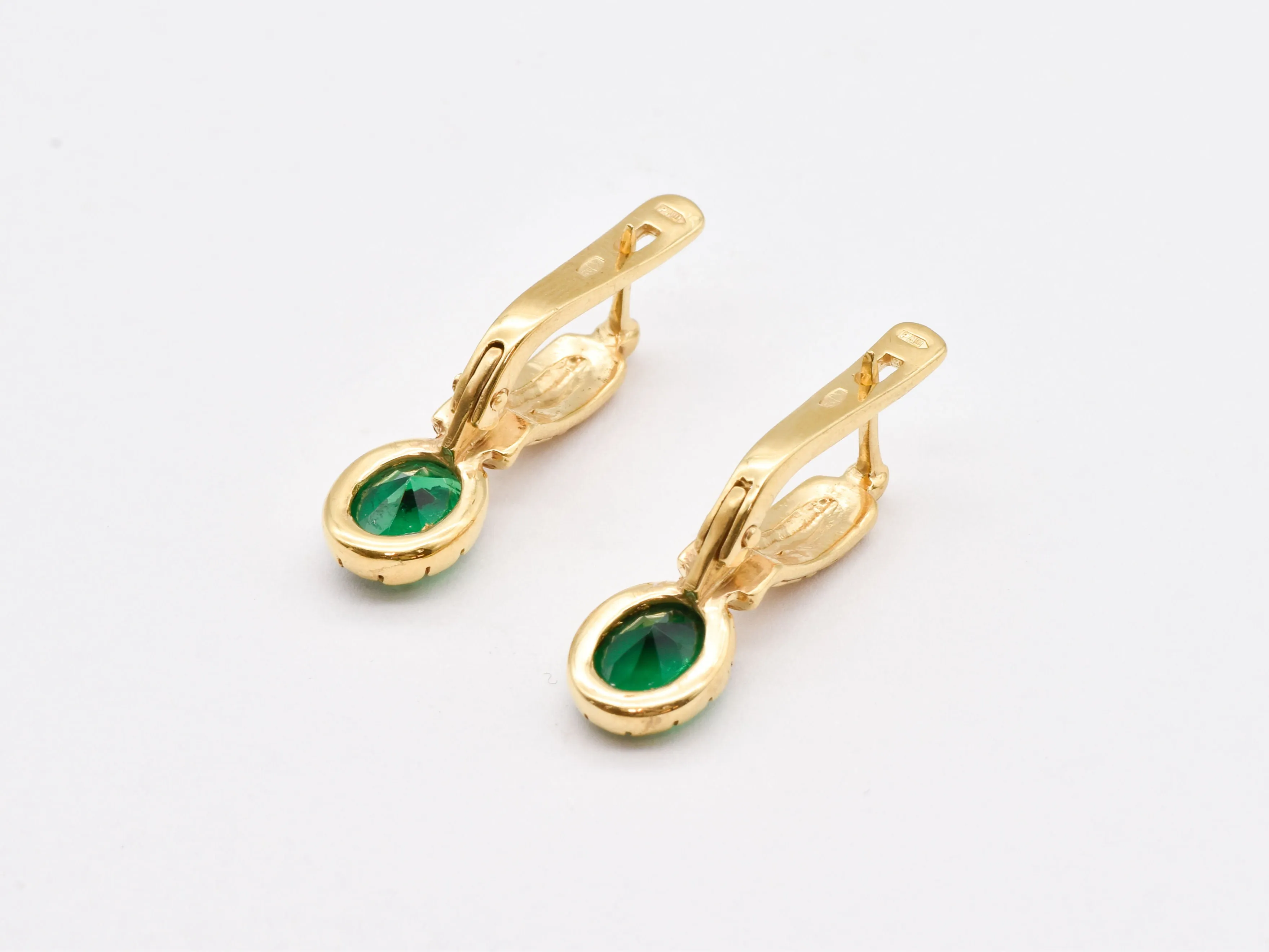 Green Emerald Earrings - Vintage Drop Earrings - Gold Tribal Earrings