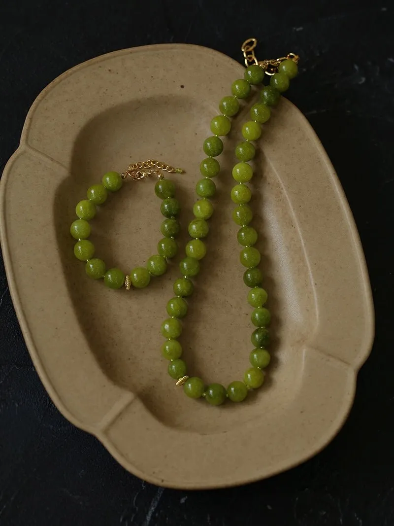 Green Grape Stone Beaded Necklace