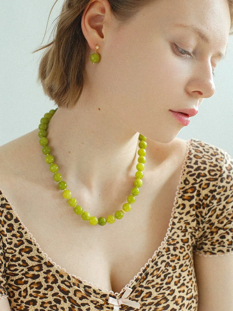 Green Grape Stone Beaded Necklace