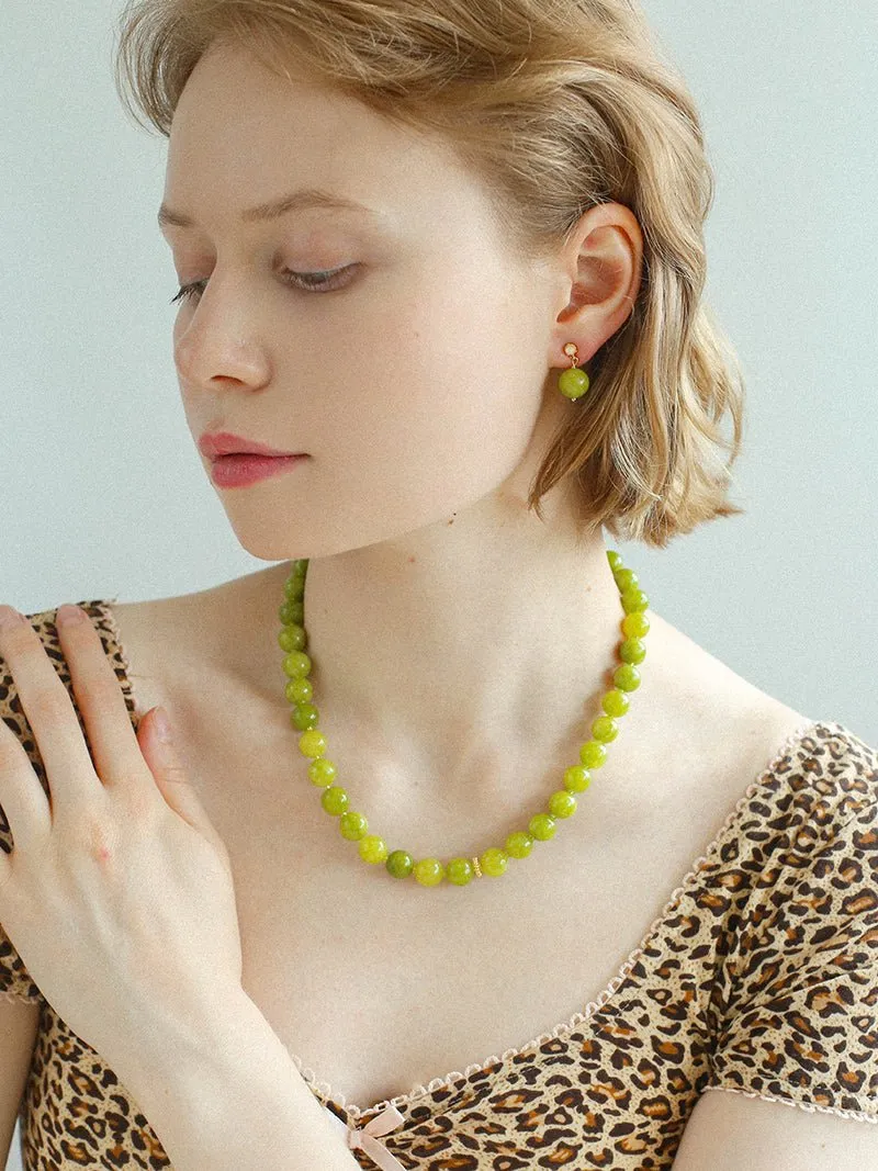 Green Grape Stone Beaded Necklace