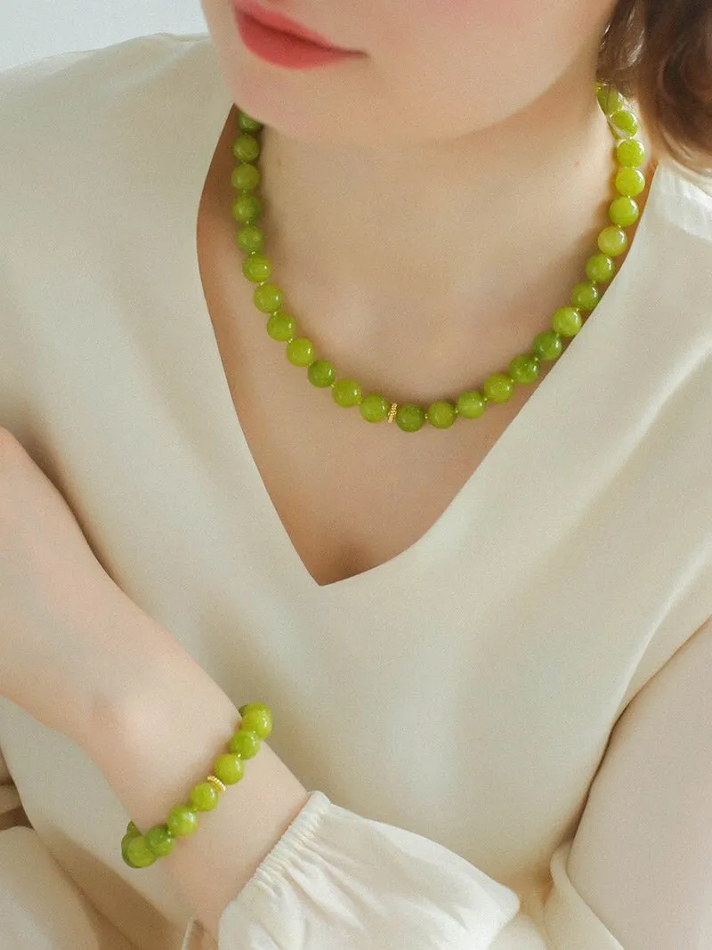 Green Grape Stone Beaded Necklace