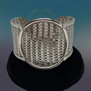 Handmade Wide Braided Sterling Silver Cuff Bracelet