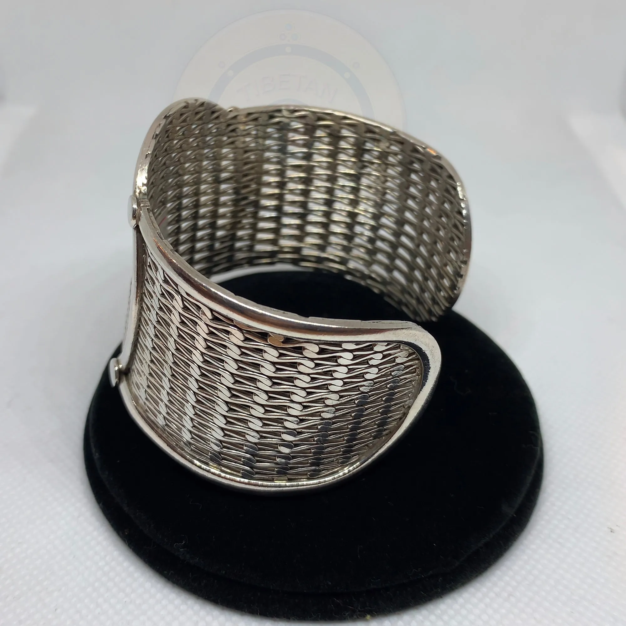 Handmade Wide Braided Sterling Silver Cuff Bracelet