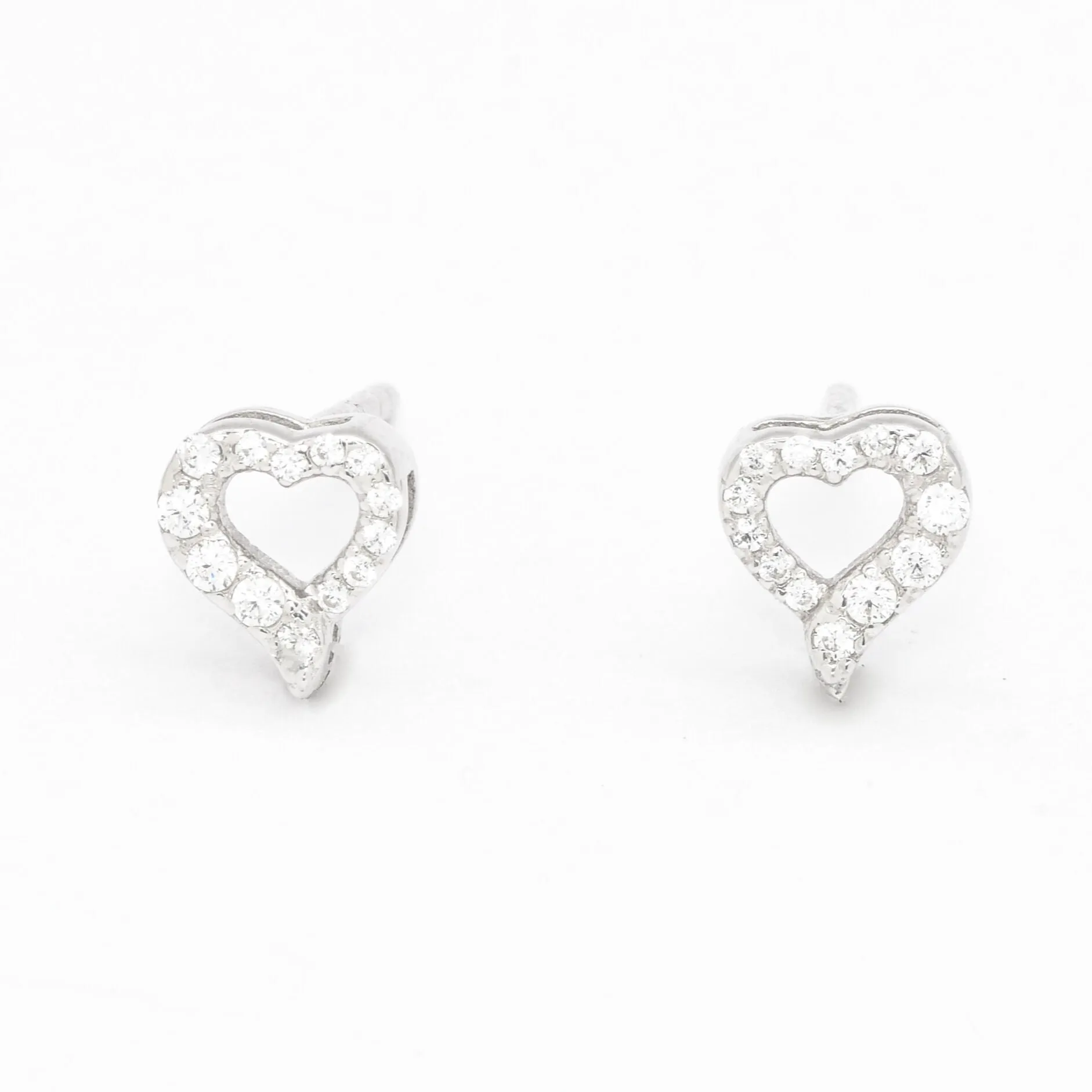 Heart Diamond Earrings - Dainty Diamond Earrings - Sparkly Heart Studs