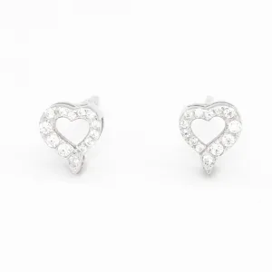 Heart Diamond Earrings - Dainty Diamond Earrings - Sparkly Heart Studs