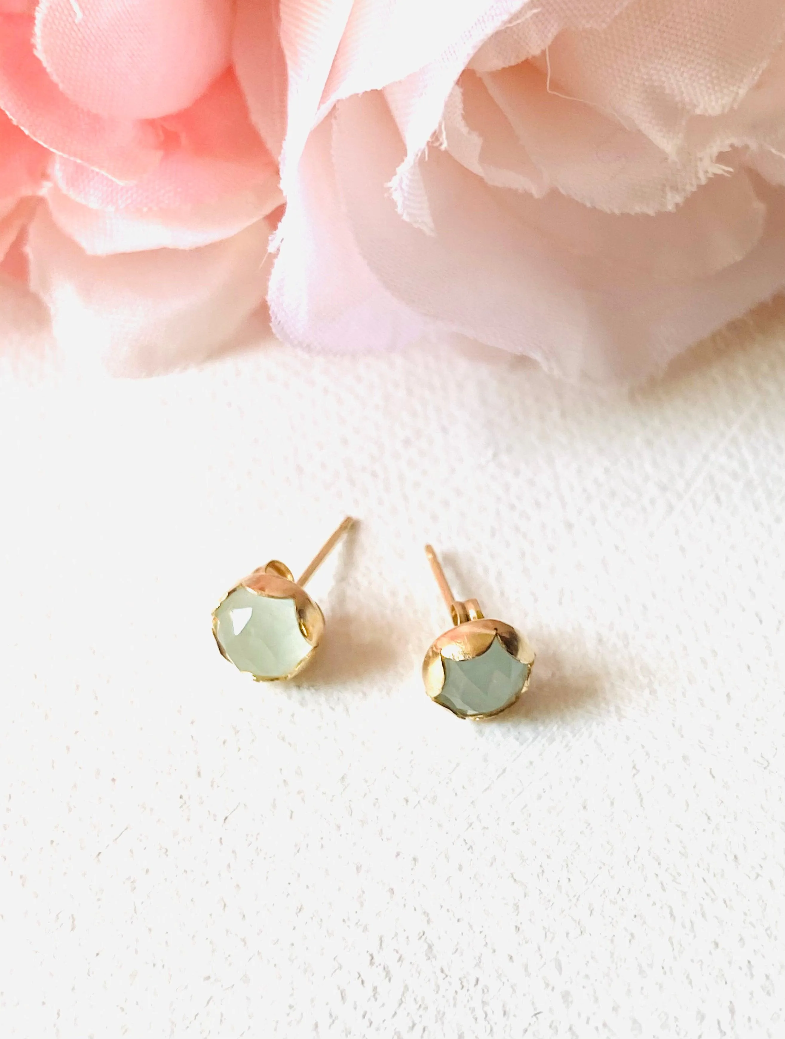 High End Aquamarine Stud, Gold and Aquamarine Stud Earrings, Aquamarine Gold Stud Earrings