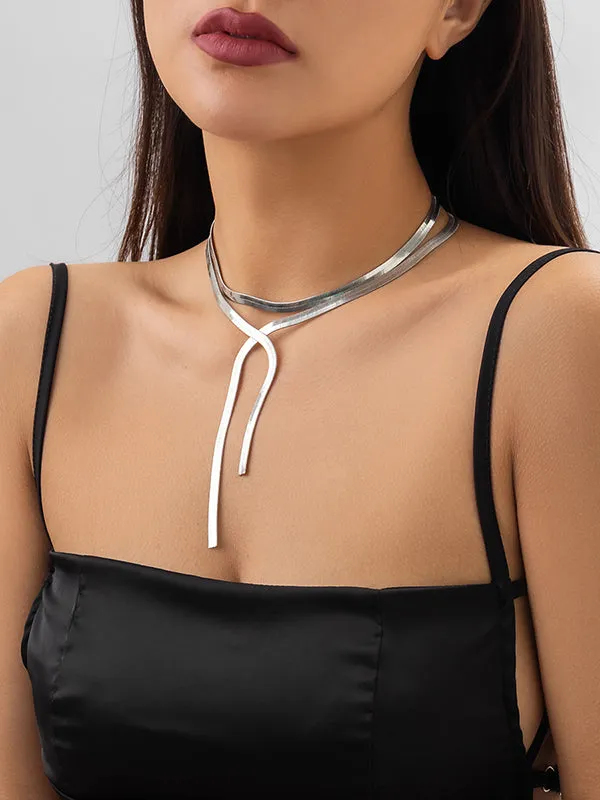 Hollow Solid Color Clavicle Chain Necklaces Accessories