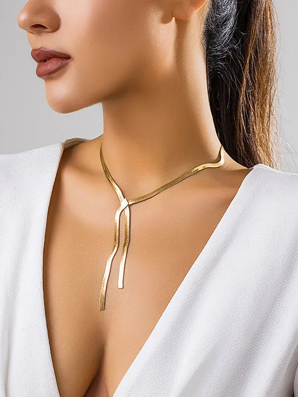 Hollow Solid Color Clavicle Chain Necklaces Accessories