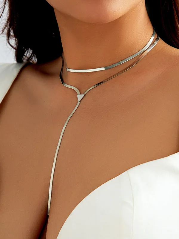 Hollow Solid Color Clavicle Chain Necklaces Accessories