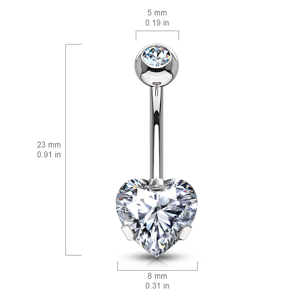 Ice Heart Solitaire Belly Bar