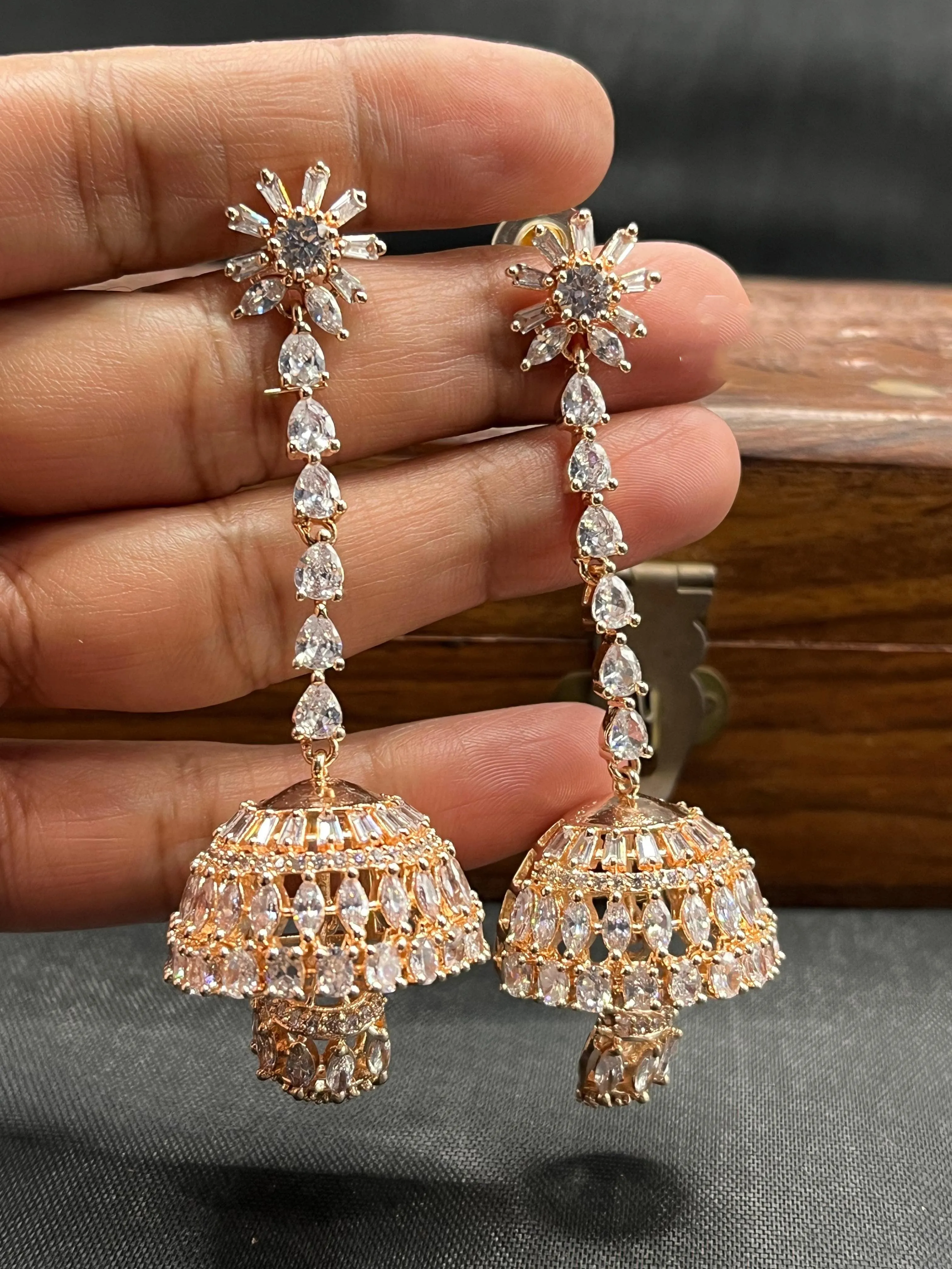 Indian Temple Design Wedding Earring Jhumki Set