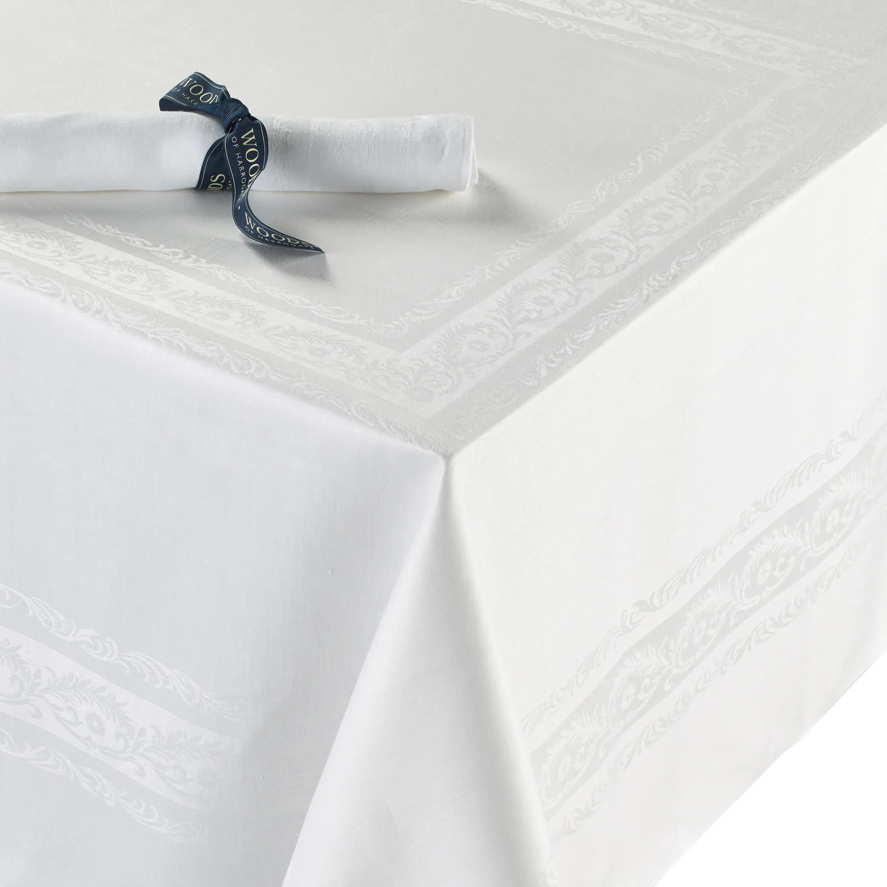 Irish Linen Double Damask 'Fine Scroll' Table Linen Collection