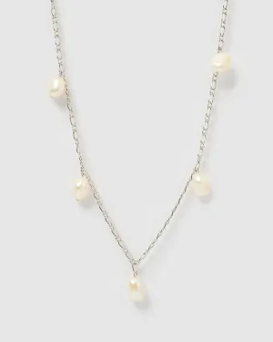 Izoa Anjelica Freshwater Pearl Necklace Silver