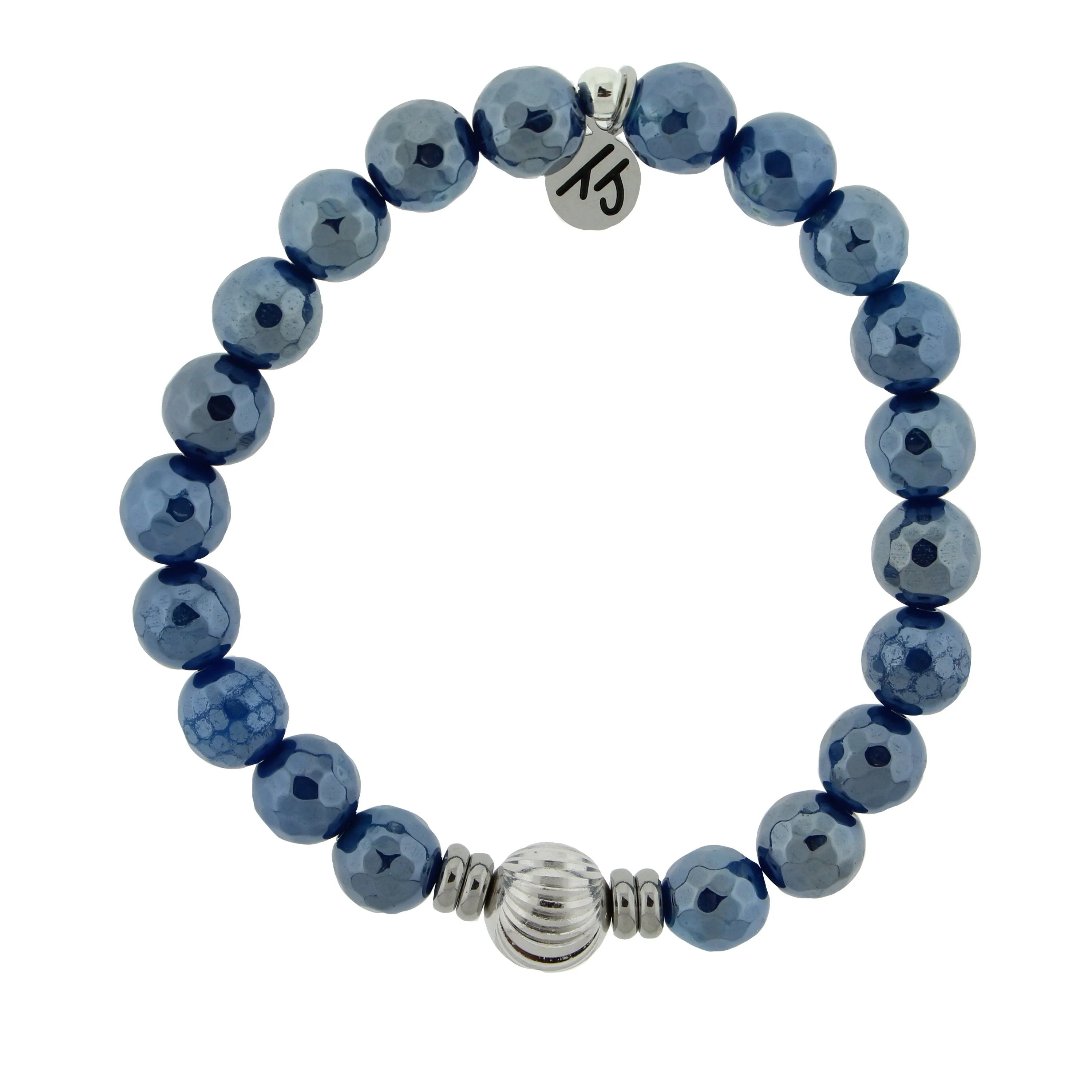 Journey Wave Bracelet with Blue Agate and Silver Wave Ball