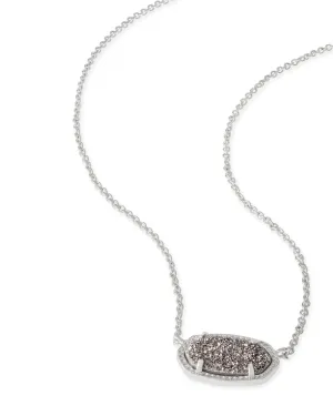 Kendra Scott Elisa Oval Pendant Necklace in Platinum Drusy and Rhodium