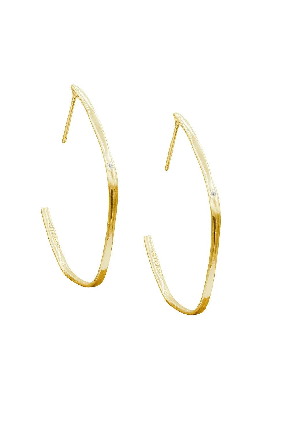 Large White Diamond Organic Shaped Hoop Earrings