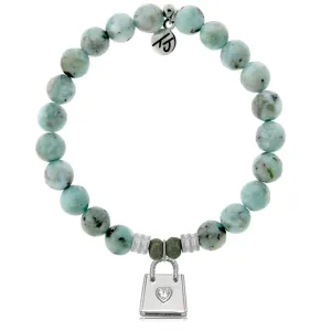 Larimar Gemstone Bracelet with Fashionista Sterling Silver Charm