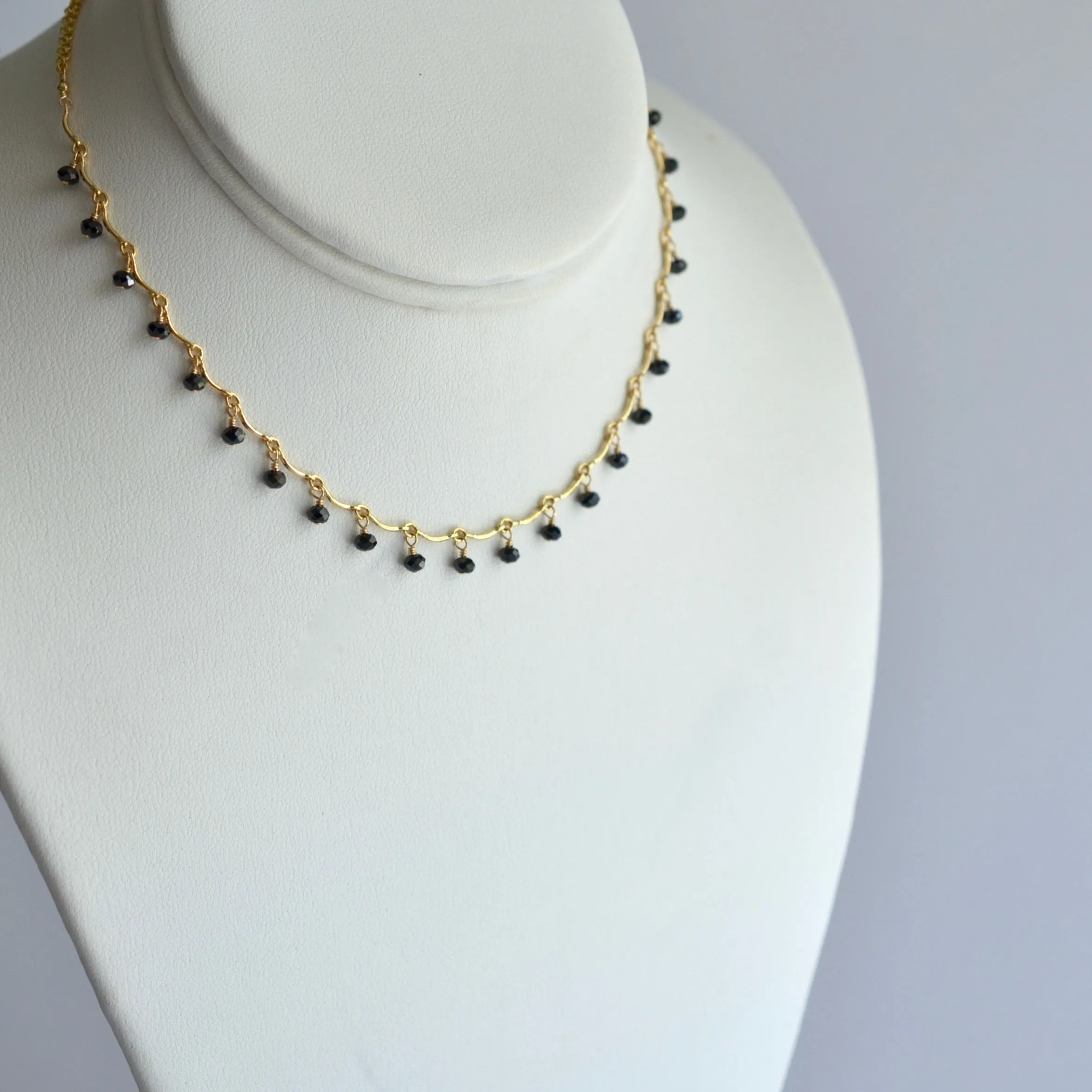 Leticia - Black Spinel, 14k Gold Filled Necklace