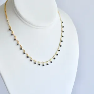 Leticia - Black Spinel, 14k Gold Filled Necklace