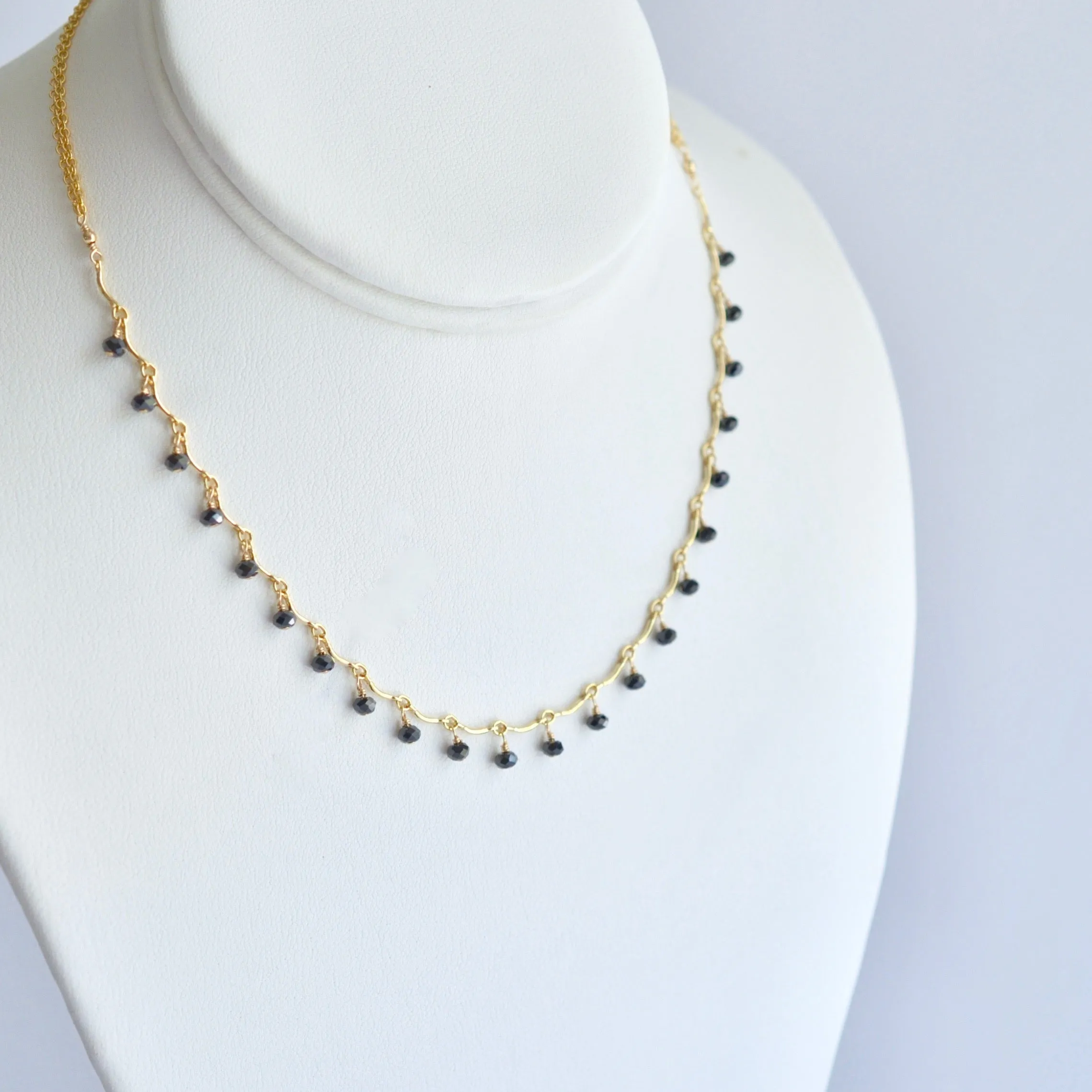 Leticia - Black Spinel, 14k Gold Filled Necklace