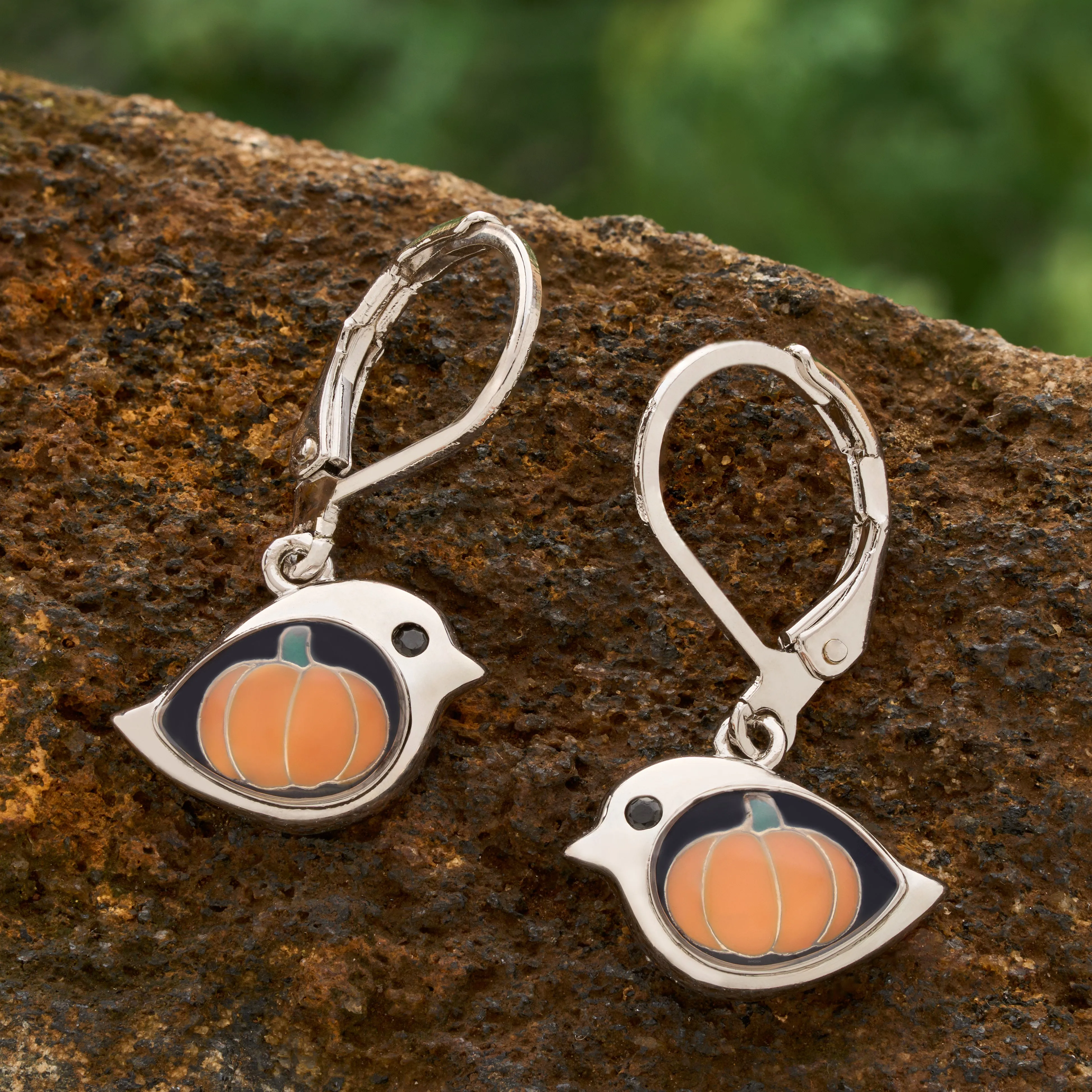 Leverback Pumpkin Birdie Earrings