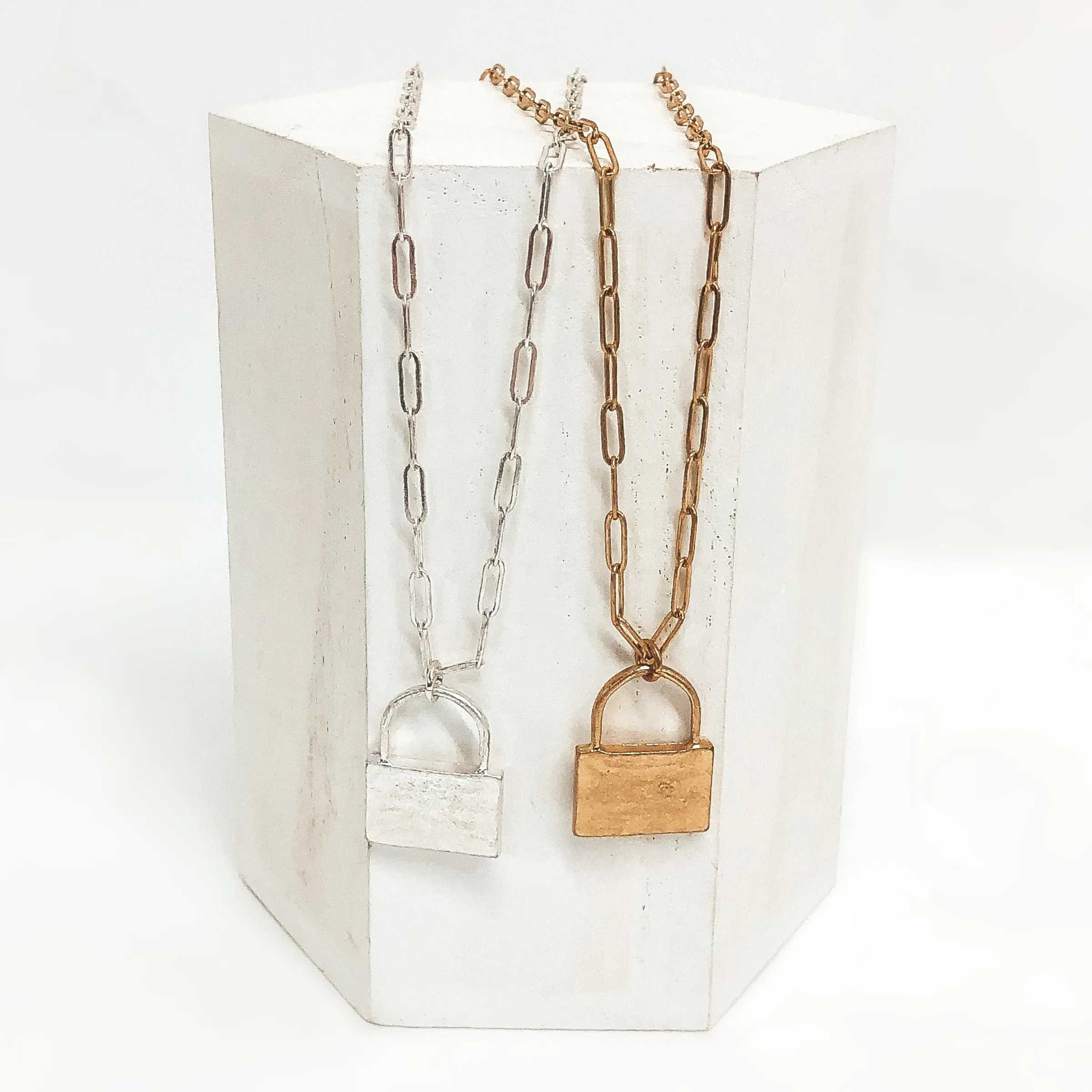 Locked In Necklace with Lock Pendant in Silver