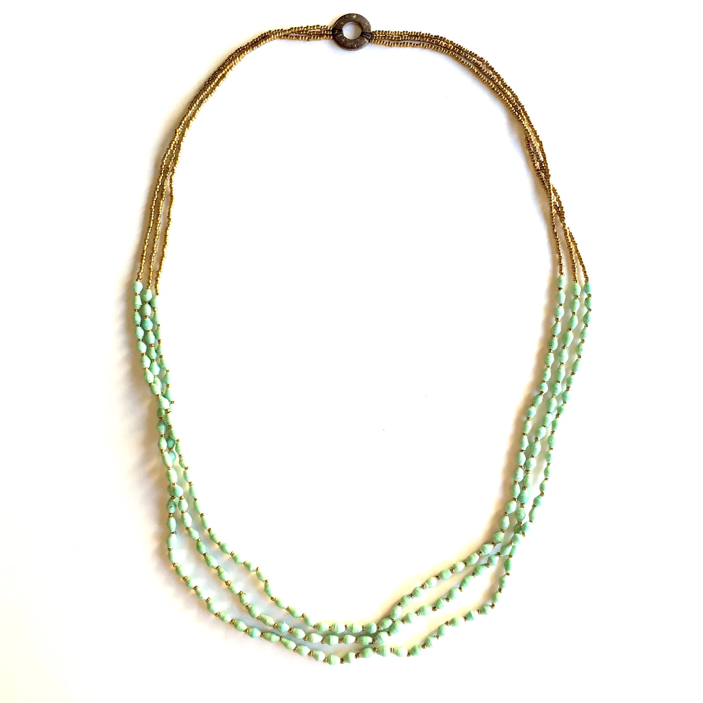 Maasai Triple Strand Recycled Paper Bead Necklace