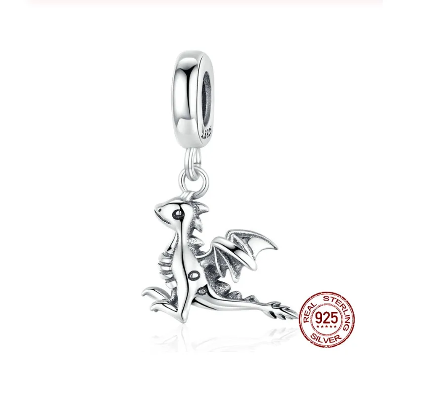 Magical Dragon Dangle Charm 925 Sterling Silver