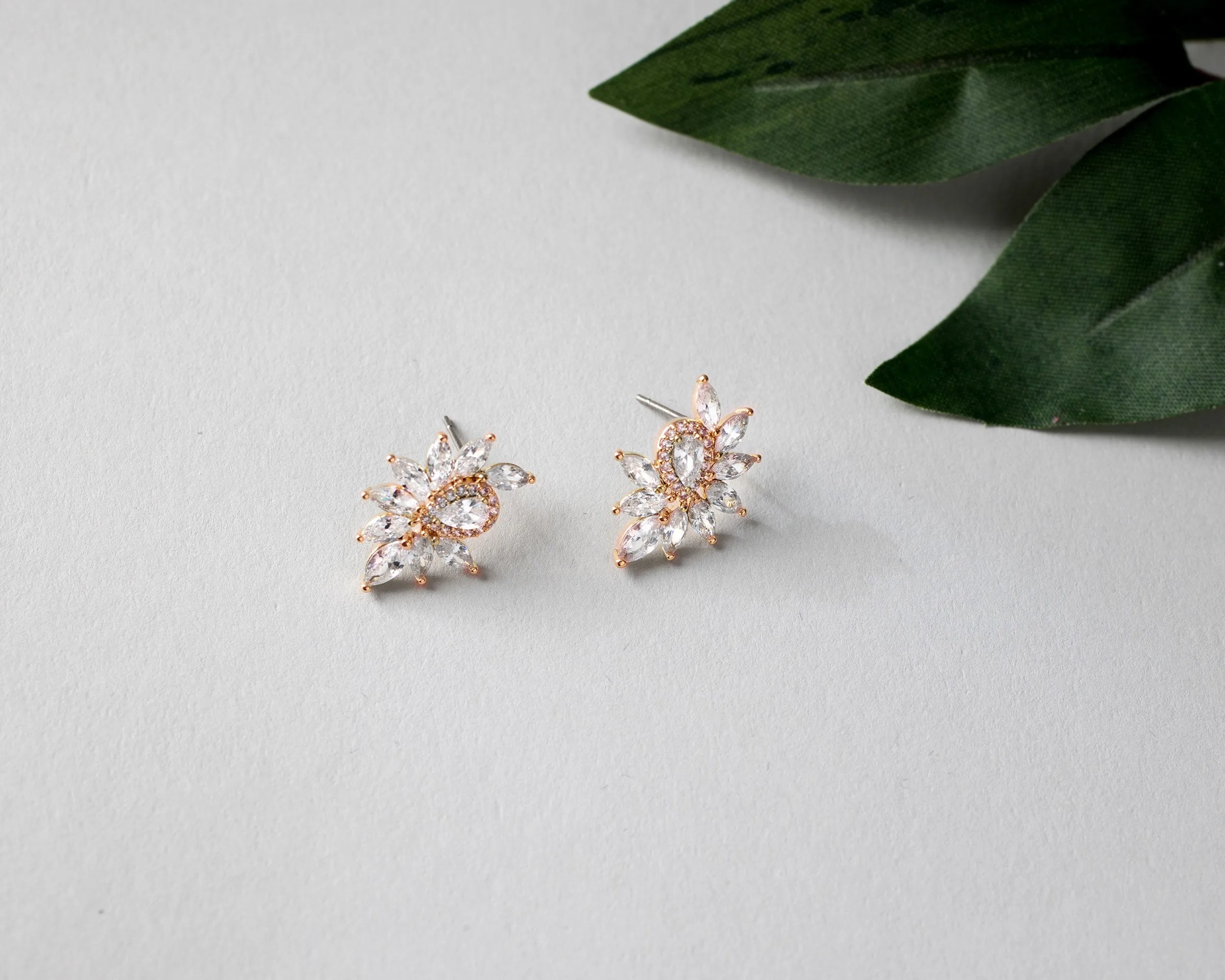 Marquise Cluster Stud CZ Earrings