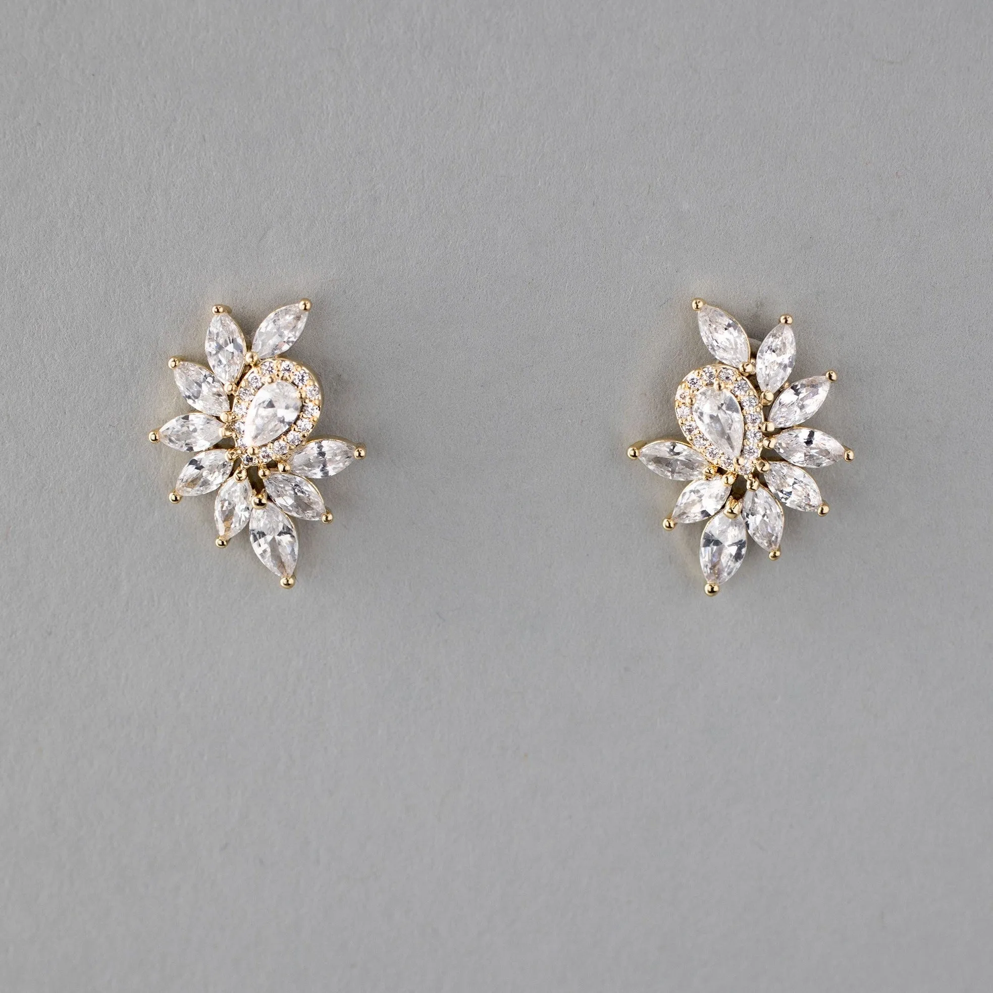 Marquise Cluster Stud CZ Earrings