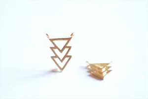 Matte Vermeil Gold Triangle Connector- 18k Gold plated Sterling Silver Chevron Triangle Charm, Gold Arrow Charm, Gold Triangle, 93