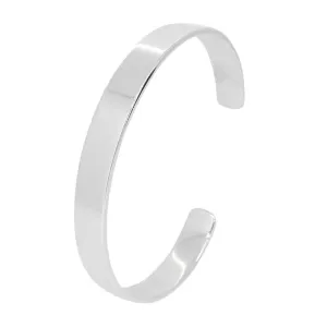 Men's 9mm Solid 925 Silver Cuff | Classic Plain Bangle Bracelet For Men Adjusable Size