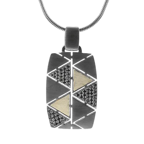 Men's Ruthenium Necklace In 14k Gold With Diamonds