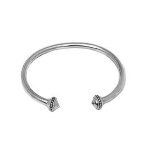 Mens Womens Solid 925 Sterling Silver Bar Bangle Detailed Cuff Ends