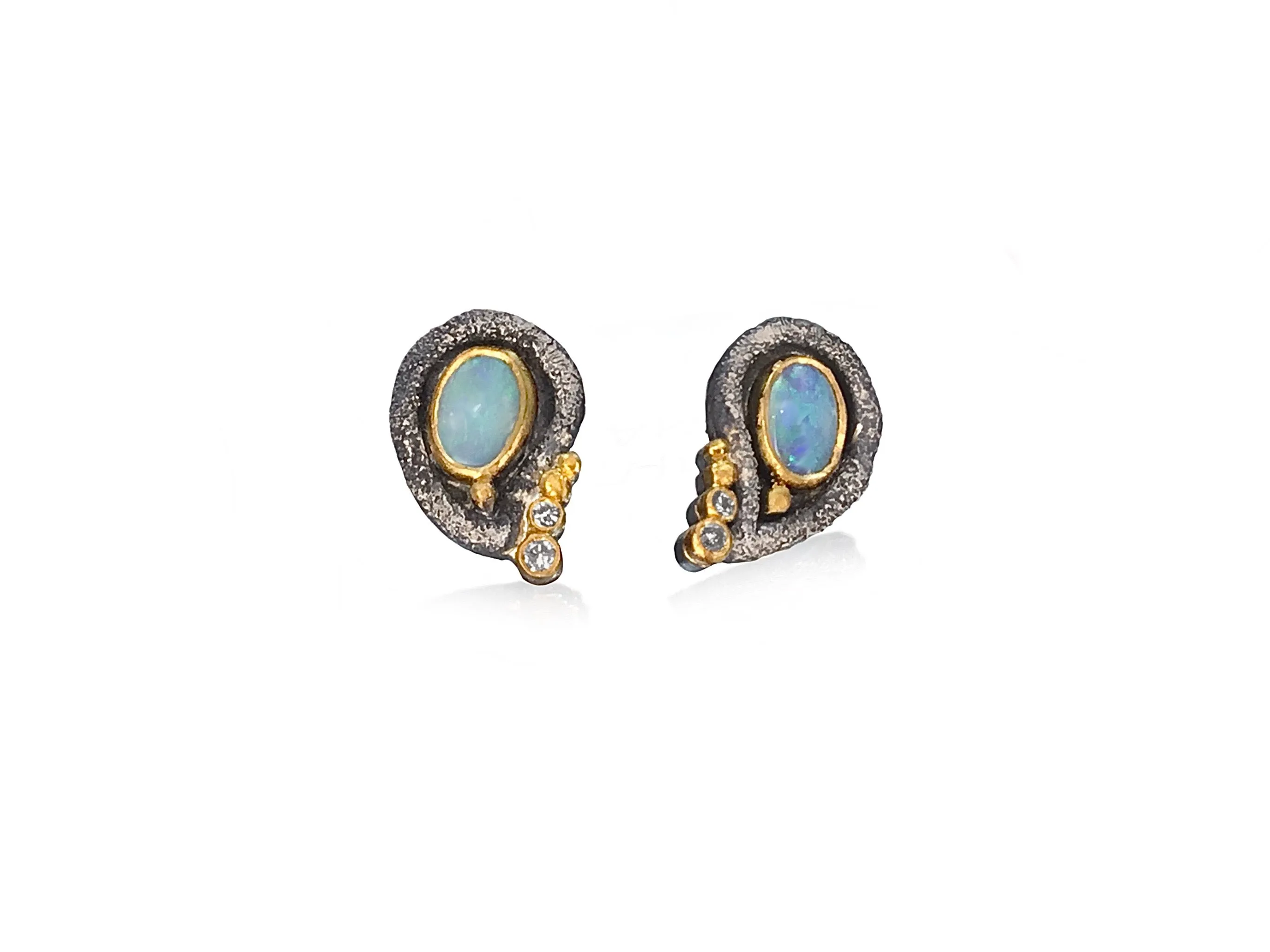 Michael Jensen Opal Organic Paisley Post Earrings