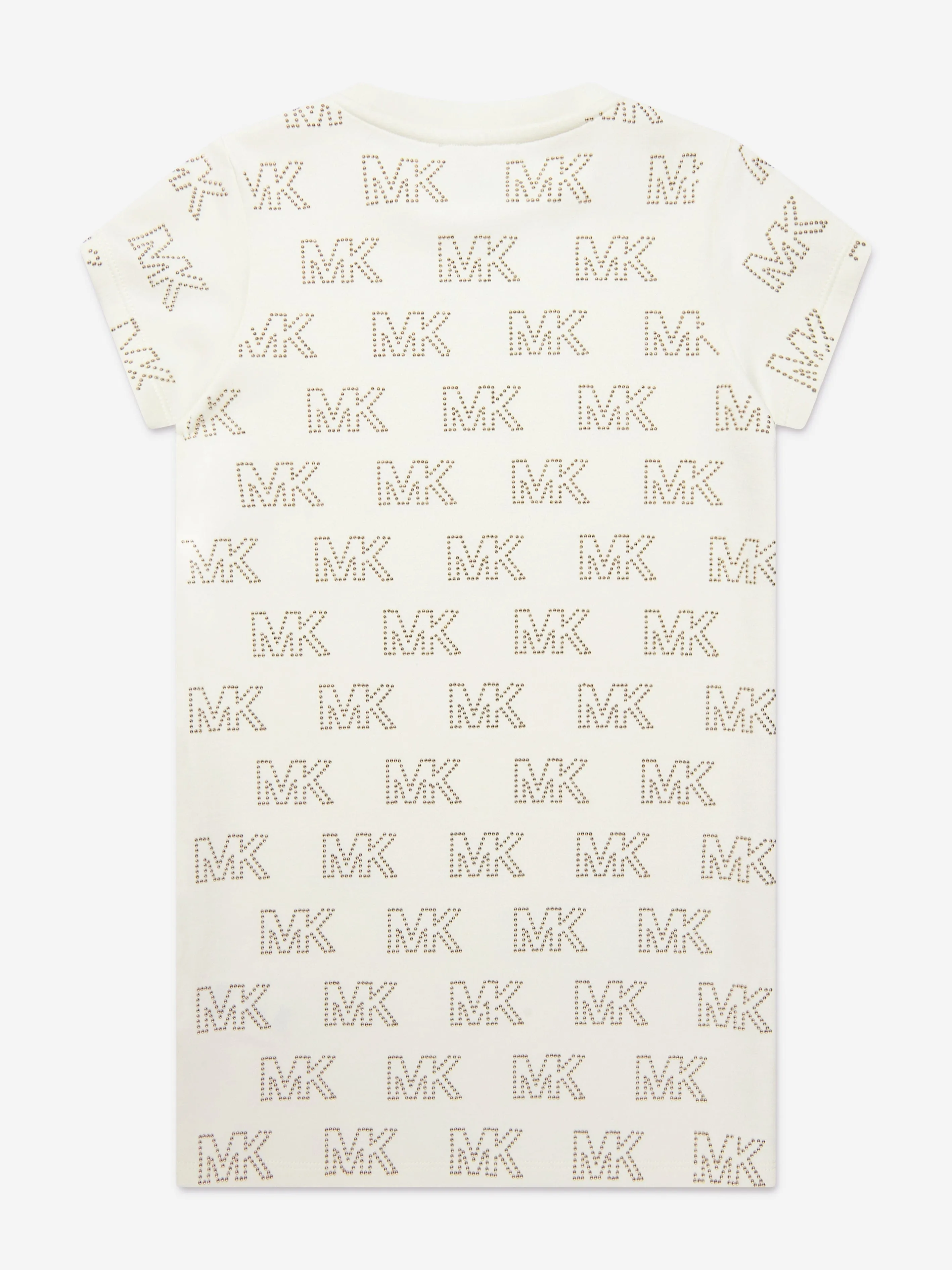 Michael Kors Girls Studded Logo Dress in Ivory