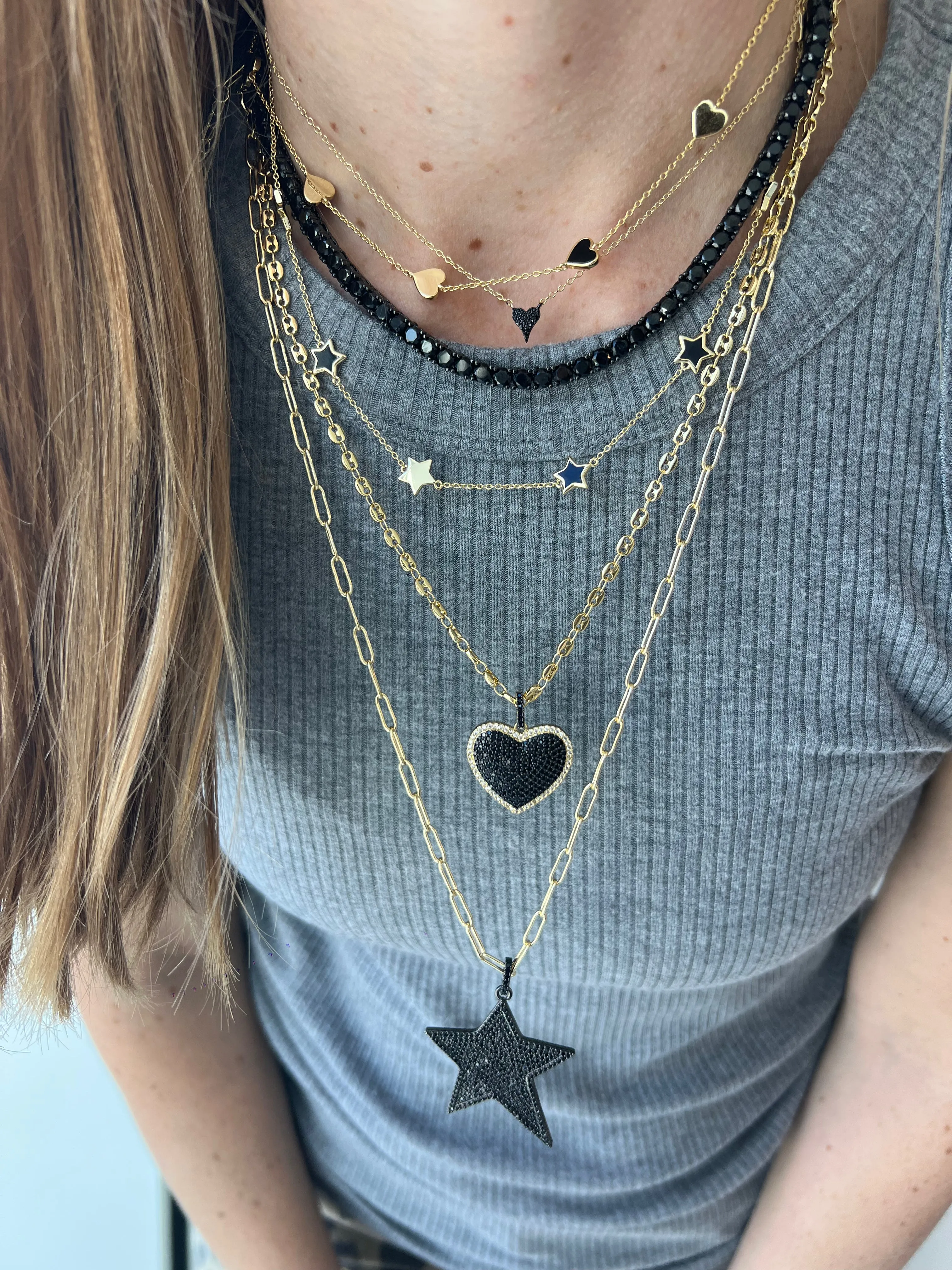 Micro Black Heart Necklace