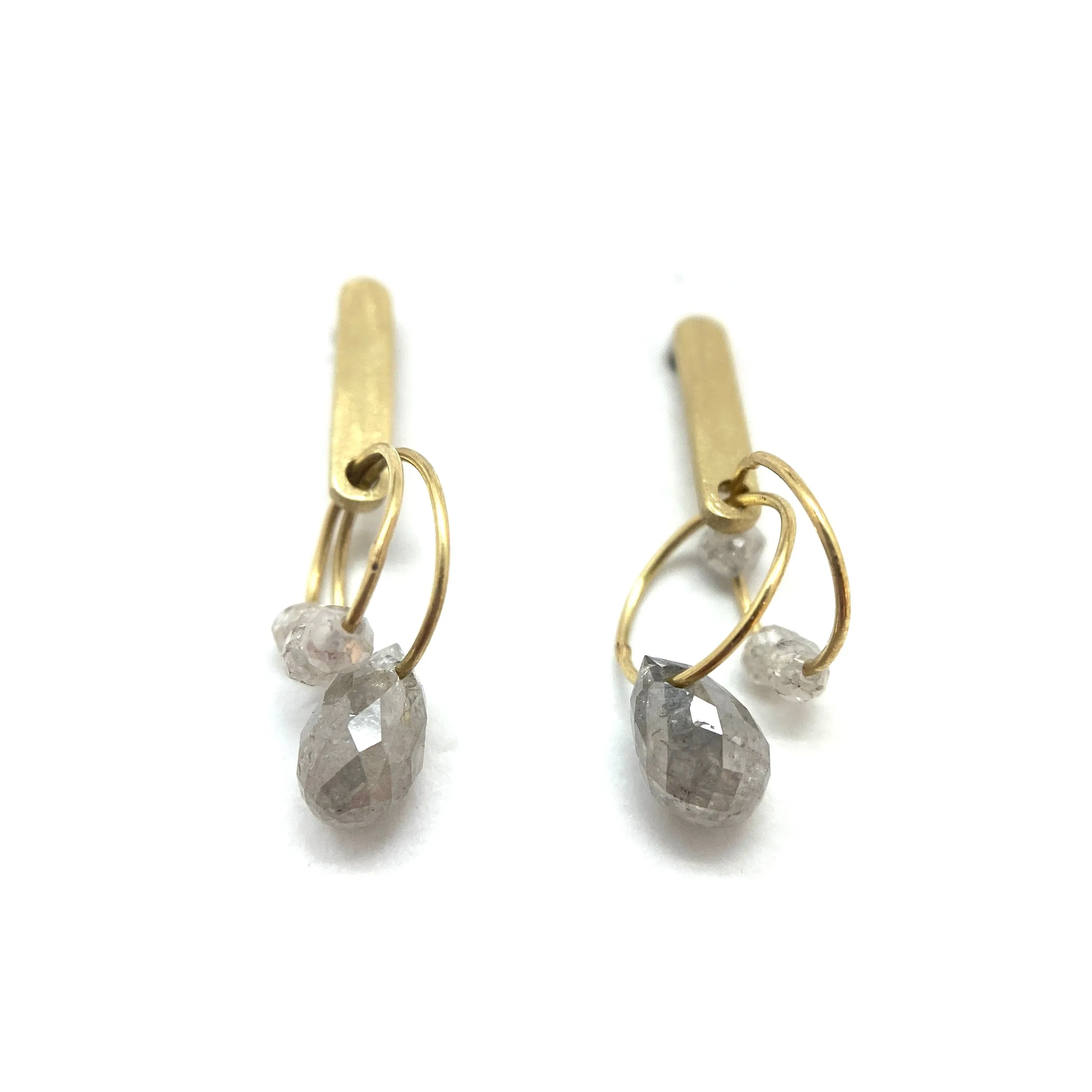 Mini Tangle Earrings - Gold and Grey Diamonds