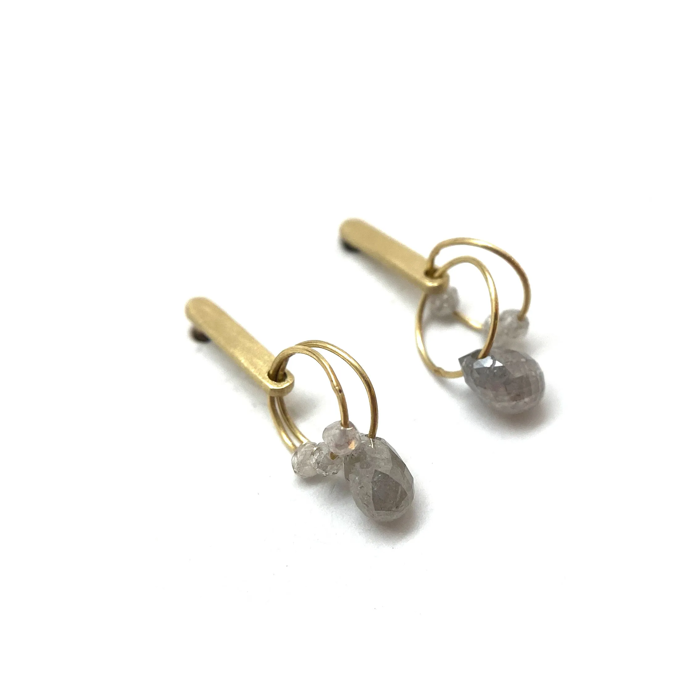 Mini Tangle Earrings - Gold and Grey Diamonds