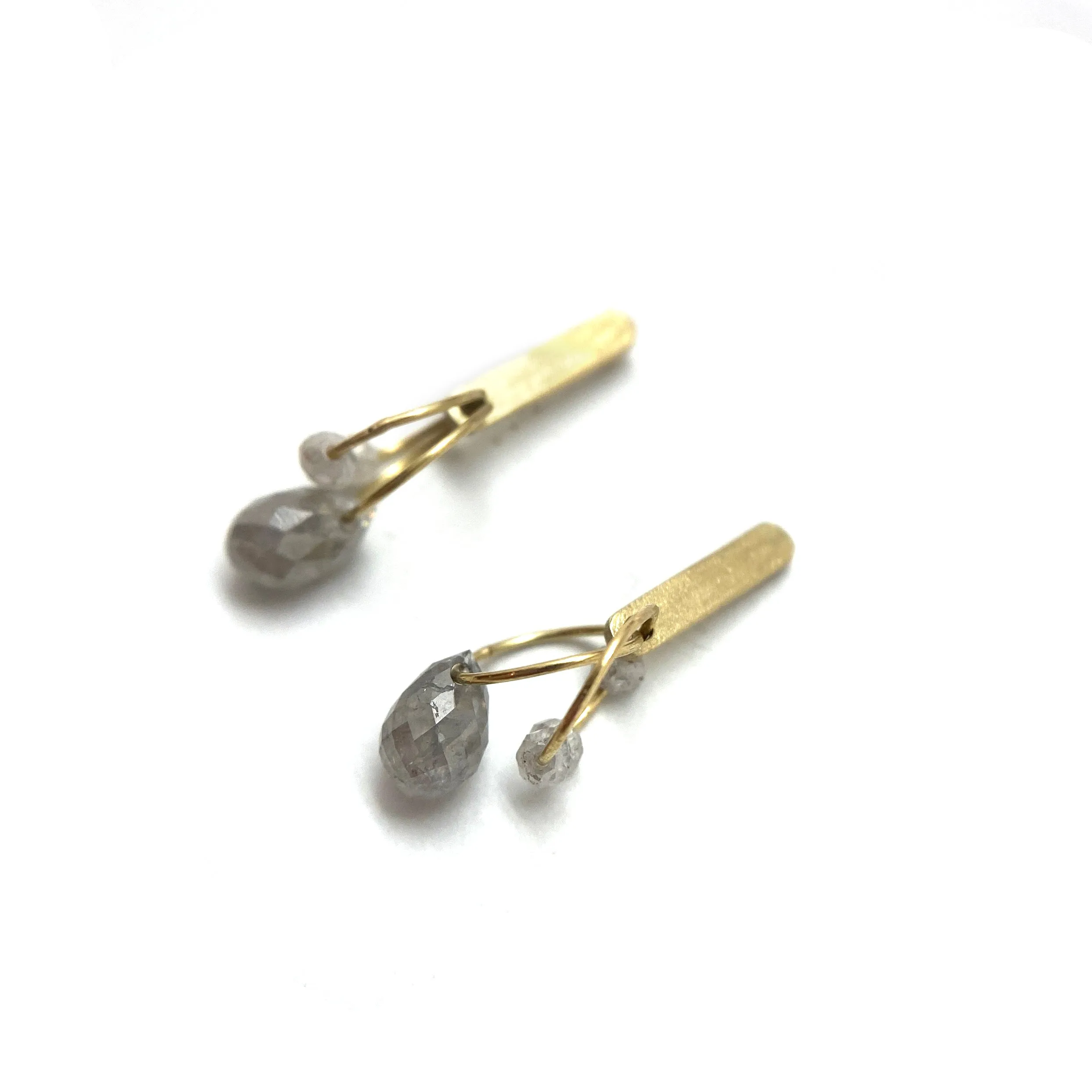 Mini Tangle Earrings - Gold and Grey Diamonds