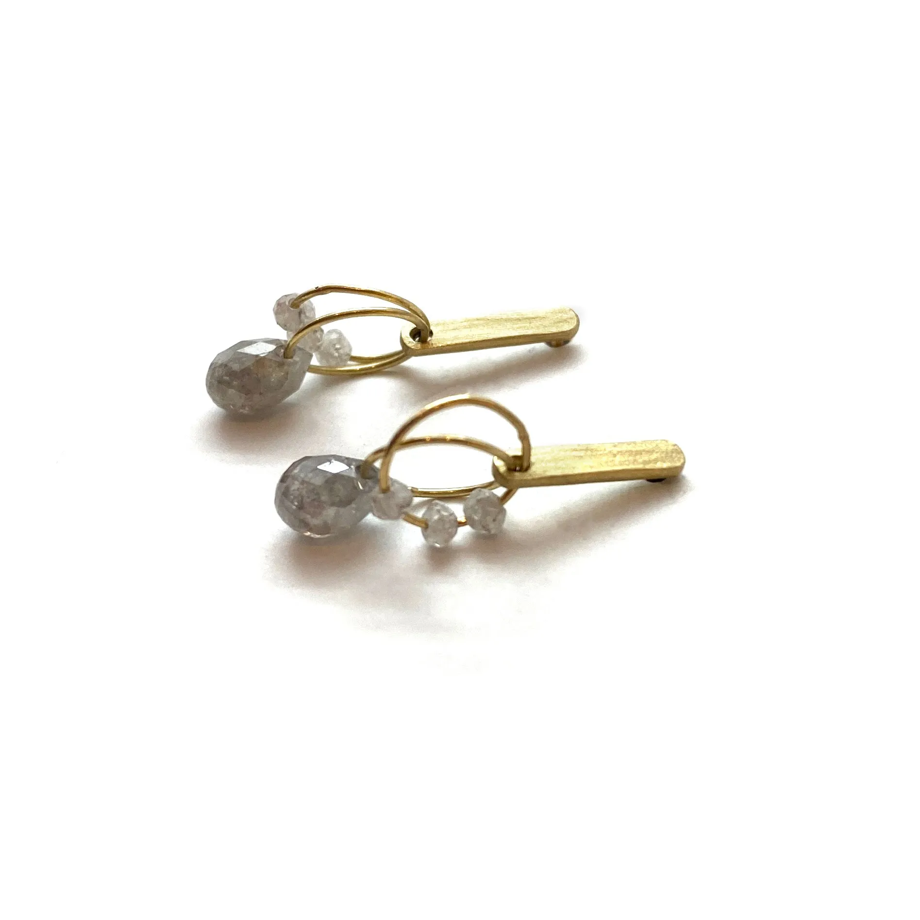 Mini Tangle Earrings - Gold and Grey Diamonds