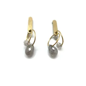 Mini Tangle Earrings - Gold and Grey Diamonds