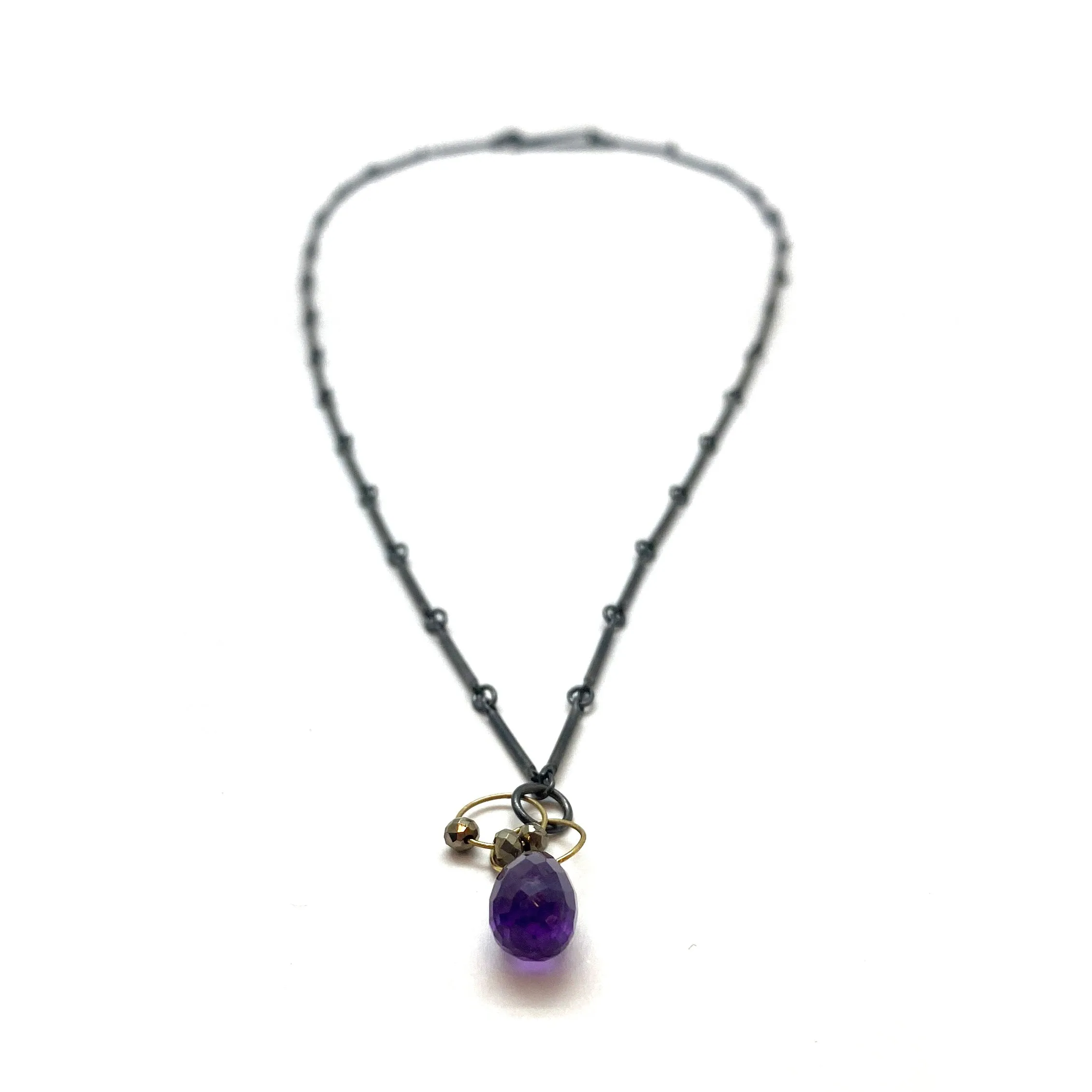 Mini Tangle Necklace - Amethyst and Pyrite