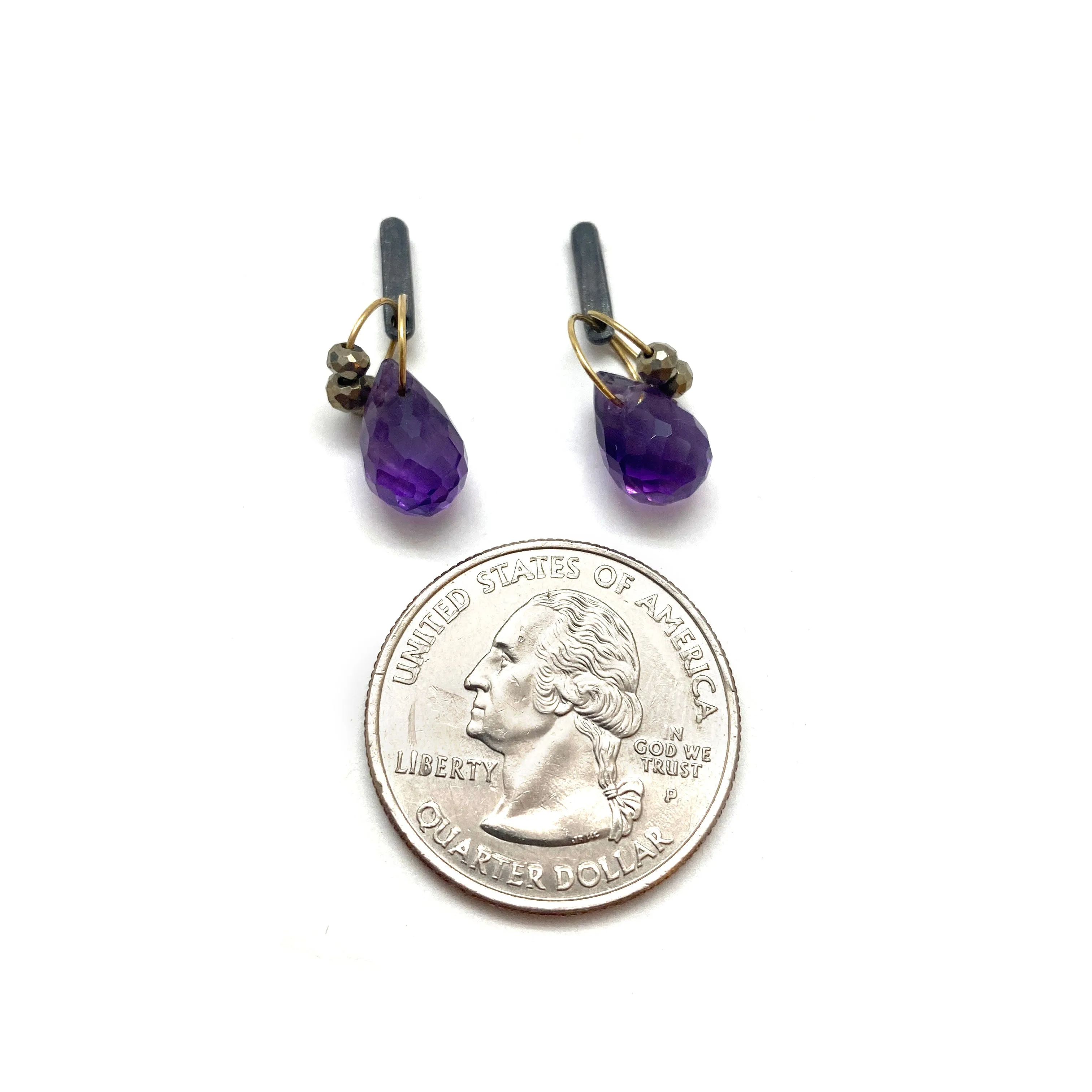 Mini Tangle Studs - Amethyst and Pyrite